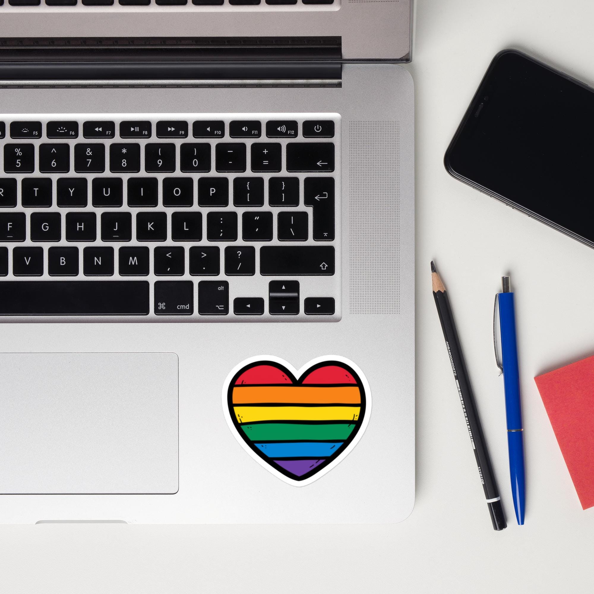 Rainbow Heart Pride Sticker | LGBTQ Vinyl Decal | Gay Pride Sticker | Rainbow Heart Decal | Laptop Water Bottle Sticker