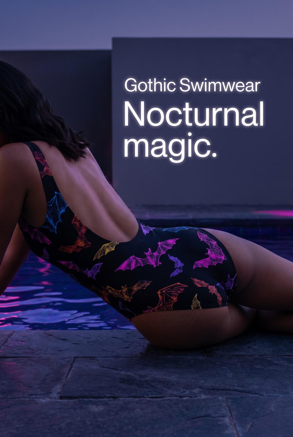 Rainbow Bat Swimsuit | Gothic Swimwear | Halloween One Piece | Alternative Bathing Suit | Bat Lover Gift