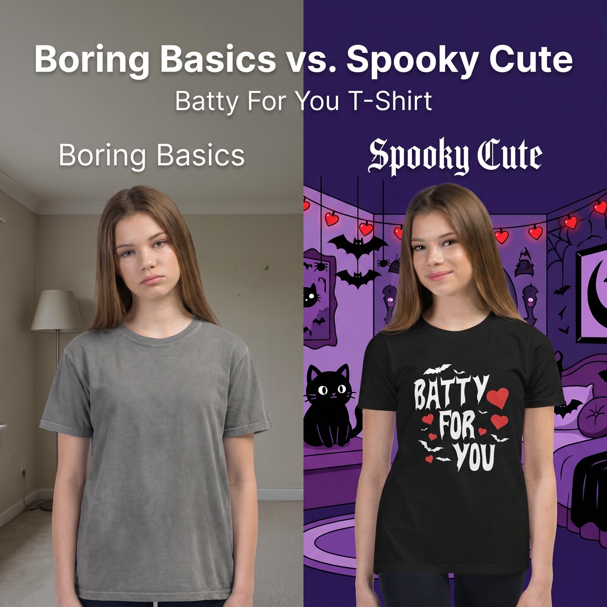 Batty For You Youth T-Shirt | Kids Bat Shirt | Halloween Tee | Gothic Kids Apparel | Spooky Cute Shirt | Bat Lover Gift