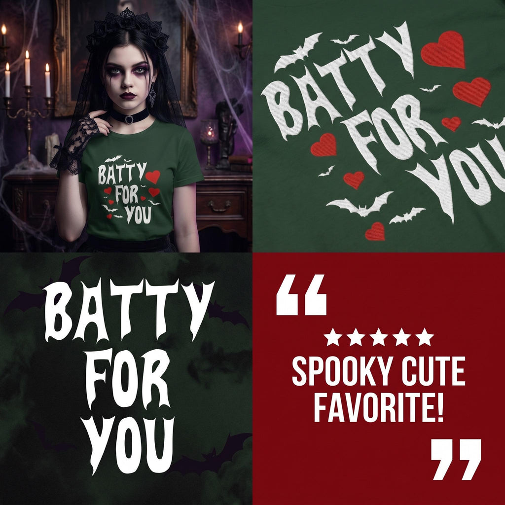 Batty For You Youth T-Shirt | Kids Bat Shirt | Halloween Tee | Gothic Kids Apparel | Spooky Cute Shirt | Bat Lover Gift