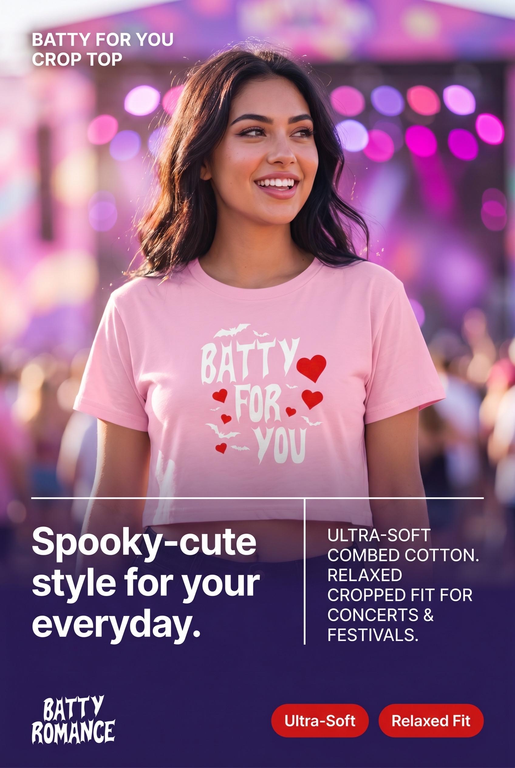 Batty For You Crop Top | Gothic Crop Tee | Bat Lover Shirt | Halloween Crop Top | Spooky Cute Apparel | Alternative Fashion