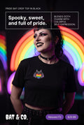 Pride Bat Crop Top | Rainbow Heart Bat Shirt | LGBTQ Pride Crop Tee | Cute Goth Pride Shirt | Bat Lover Gift