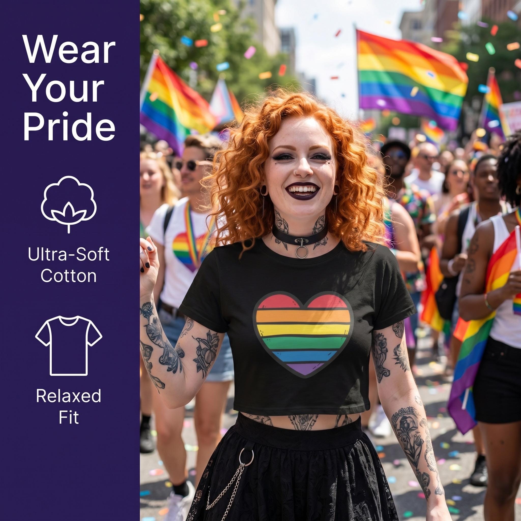 Rainbow Heart Crop Top | LGBTQ Pride Shirt | Gay Pride Crop Tee | Queer Fashion | Rainbow Heart Shirt | Pride Month Top