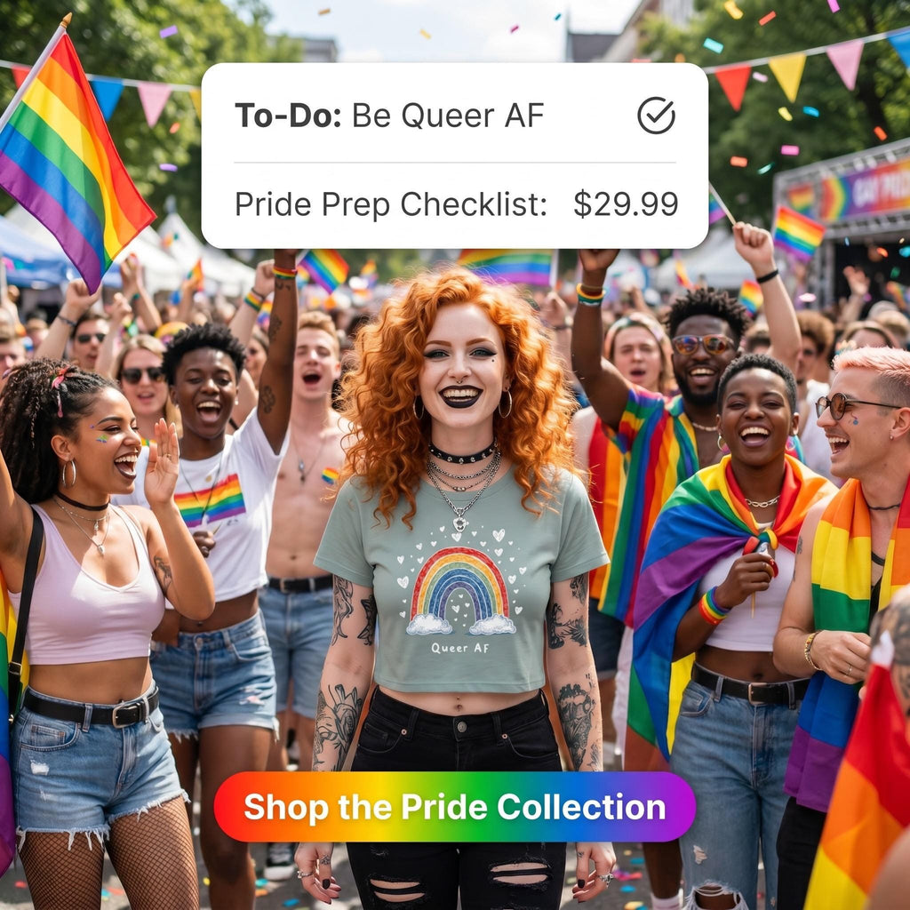 Queer AF Rainbow Crop Top | Funny LGBTQ Pride Shirt | Gay Pride Crop Tee | Pride Month Shirt | Rainbow Pride Top