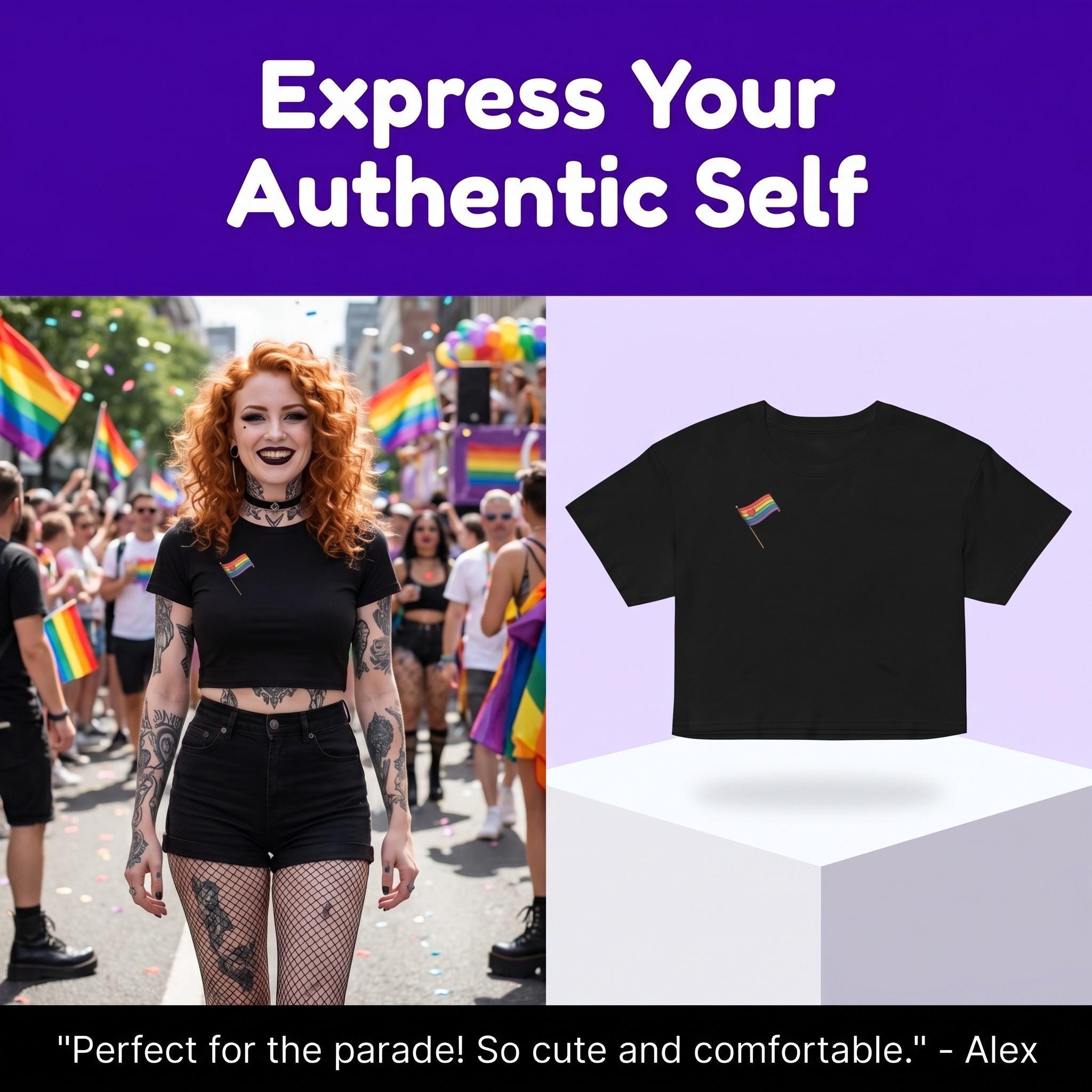 Rainbow Pride Flag Crop Top | LGBTQ Crop Tee | Gay Pride Shirt | Cute Pride Apparel | Rainbow Heart Top | LGBTQ Gift