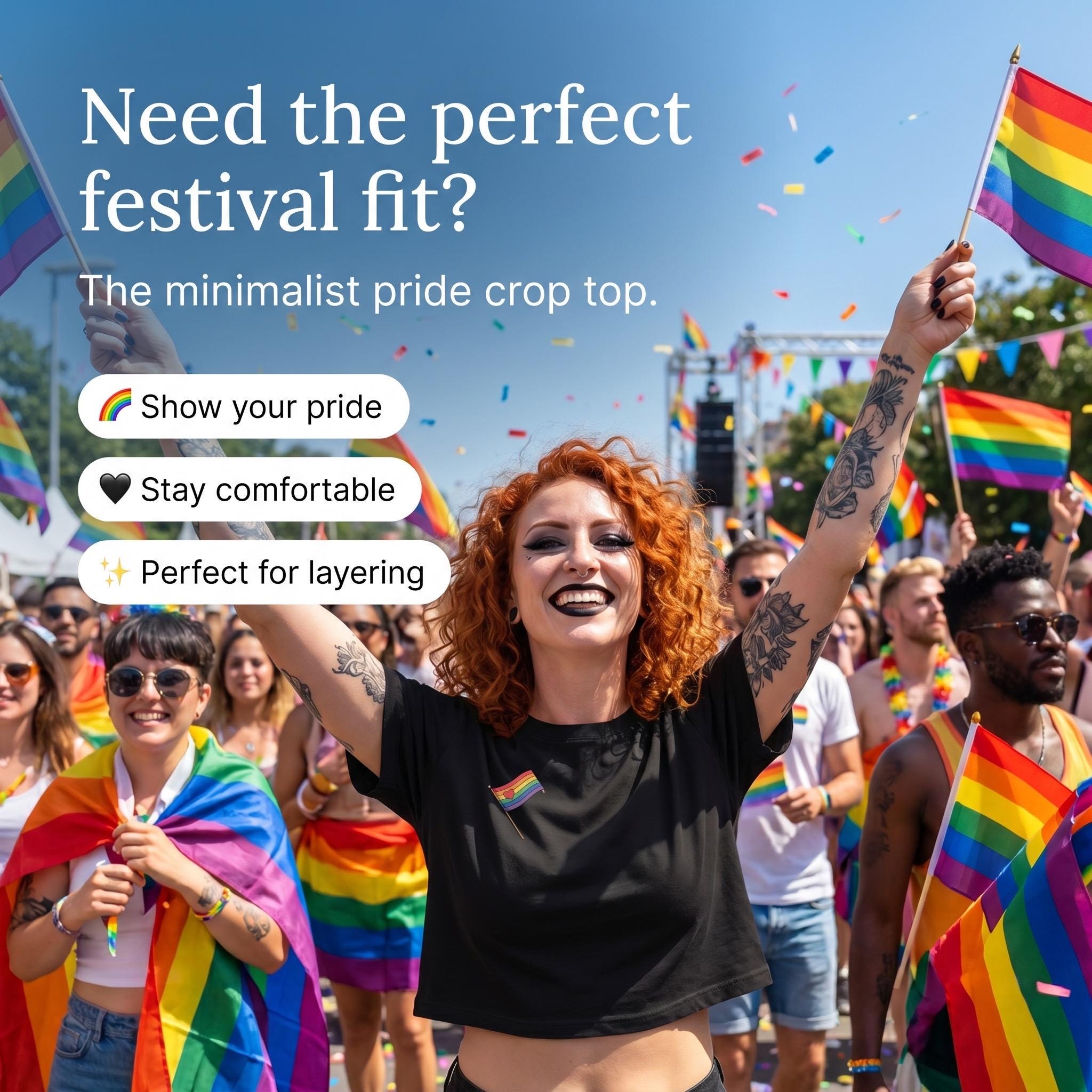 Rainbow Pride Flag Crop Top | LGBTQ Crop Tee | Gay Pride Shirt | Cute Pride Apparel | Rainbow Heart Top | LGBTQ Gift