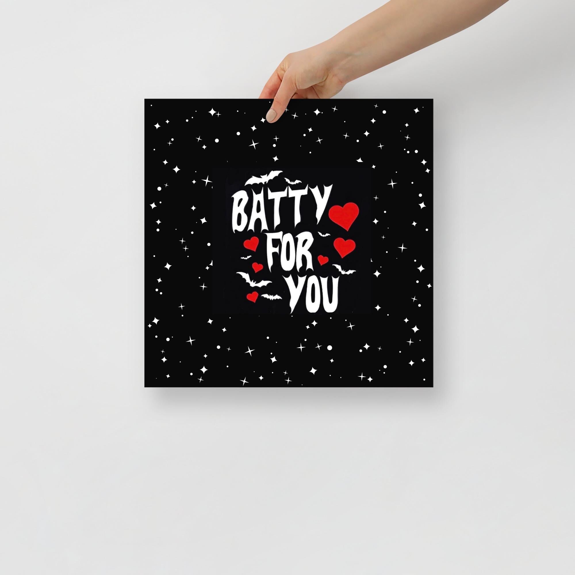 Batty For You Gothic Poster | Valentine Wall Art | Bat Lover Gift | Spooky Cute Decor | Gothic Romance Print | Halloween Decor