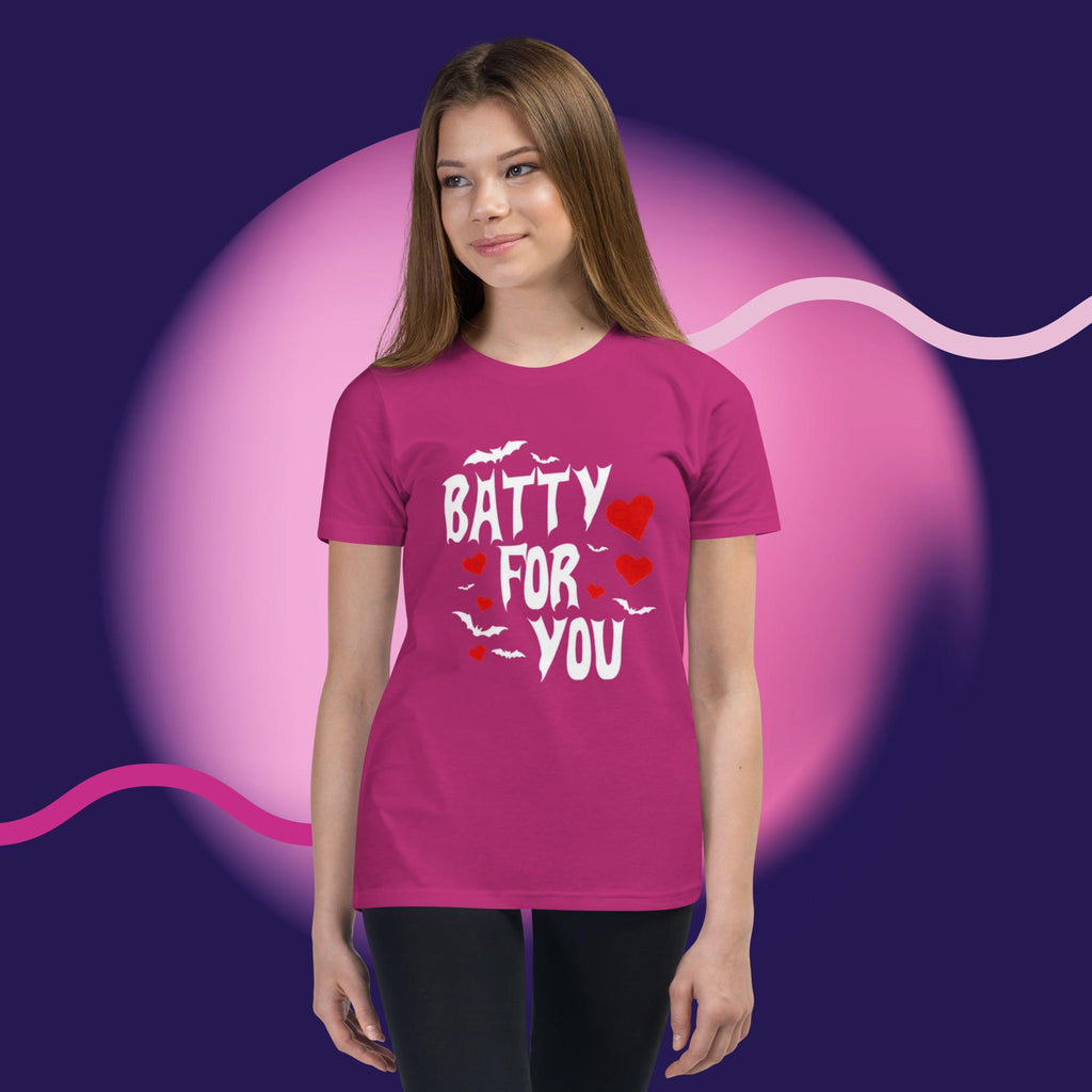 Batty For You Youth T-Shirt | Kids Bat Shirt | Halloween Tee | Gothic Kids Apparel | Spooky Cute Shirt | Bat Lover Gift