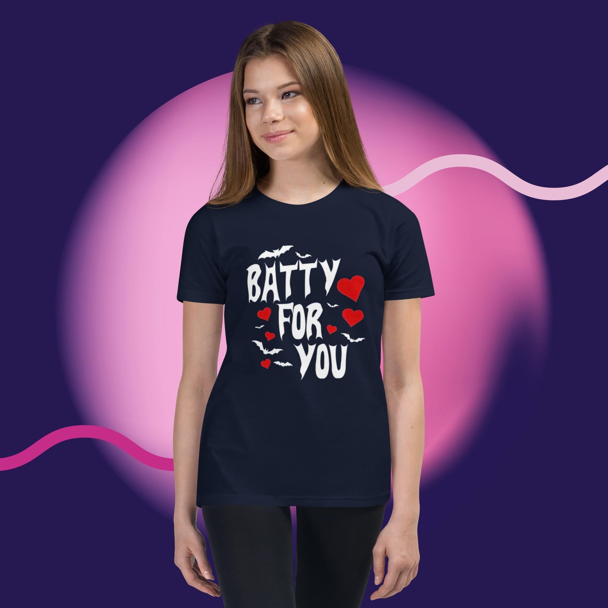Batty For You Youth T-Shirt | Kids Bat Shirt | Halloween Tee | Gothic Kids Apparel | Spooky Cute Shirt | Bat Lover Gift