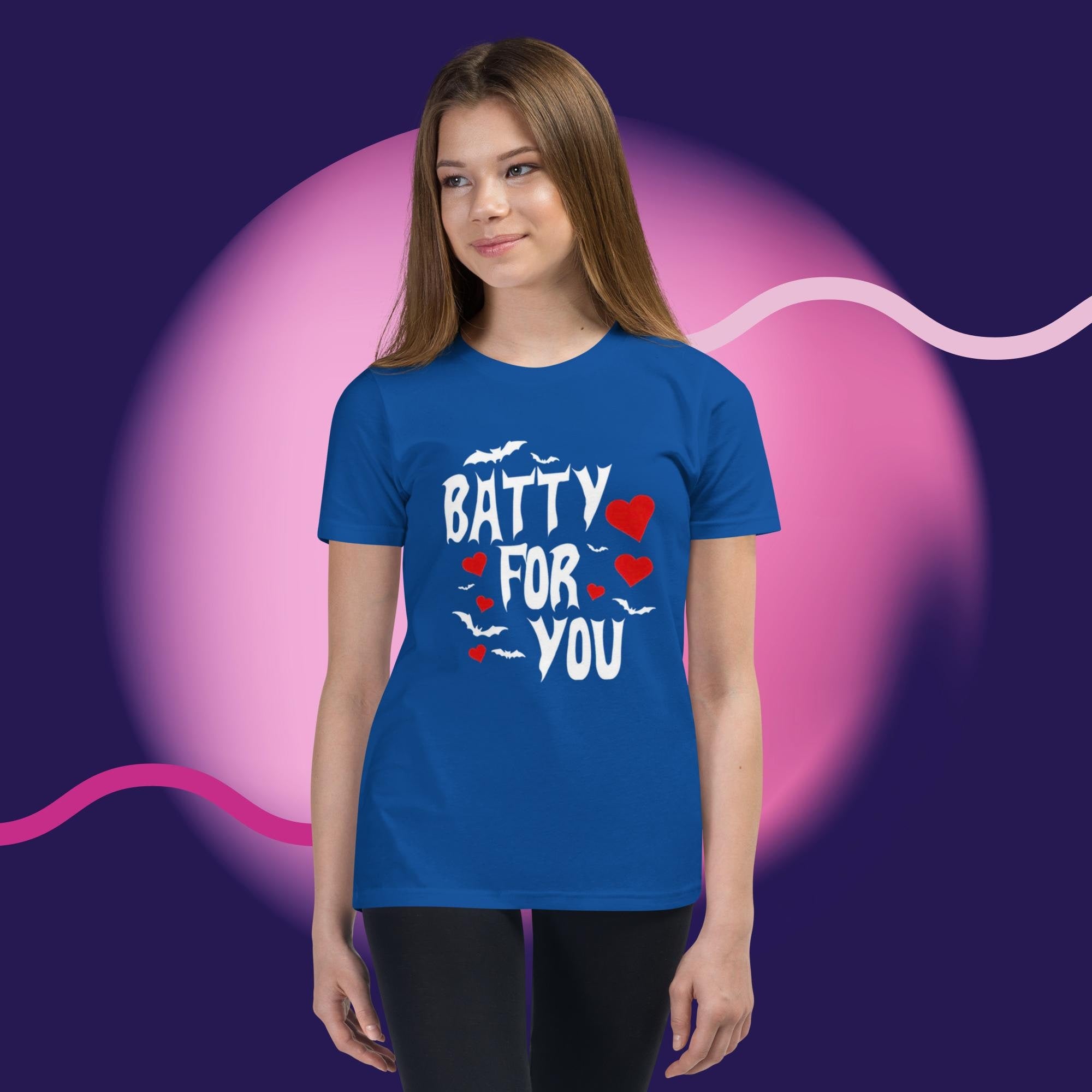 Batty For You Youth T-Shirt | Kids Bat Shirt | Halloween Tee | Gothic Kids Apparel | Spooky Cute Shirt | Bat Lover Gift
