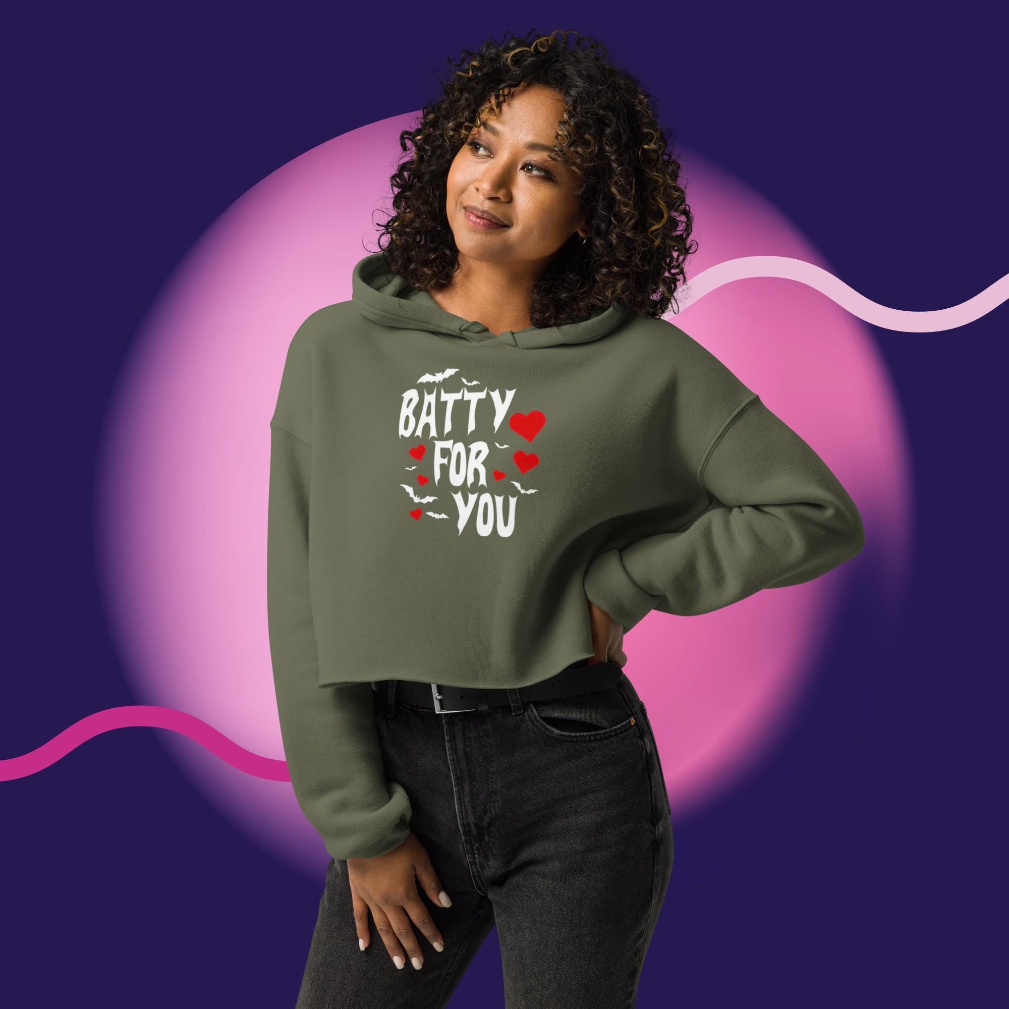 Batty For You Cropped Hoodie | Gothic Hoodie | Bat Lover Sweatshirt | Halloween Hoodie | Spooky Cute Fashion | Alternative Apparel