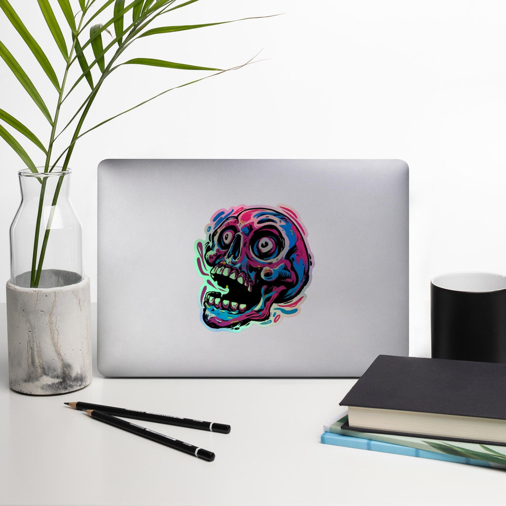 Pop Art Skull Holographic Sticker | Neon Skull Vinyl Decal | Gothic Laptop Sticker | Alternative Aesthetic Sticker | Skull Gift