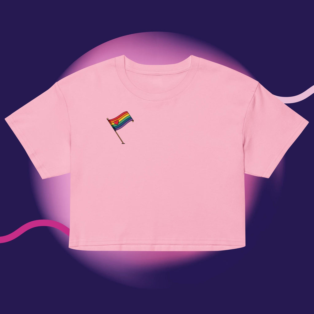 Rainbow Pride Flag Crop Top | LGBTQ Crop Tee | Gay Pride Shirt | Cute Pride Apparel | Rainbow Heart Top | LGBTQ Gift