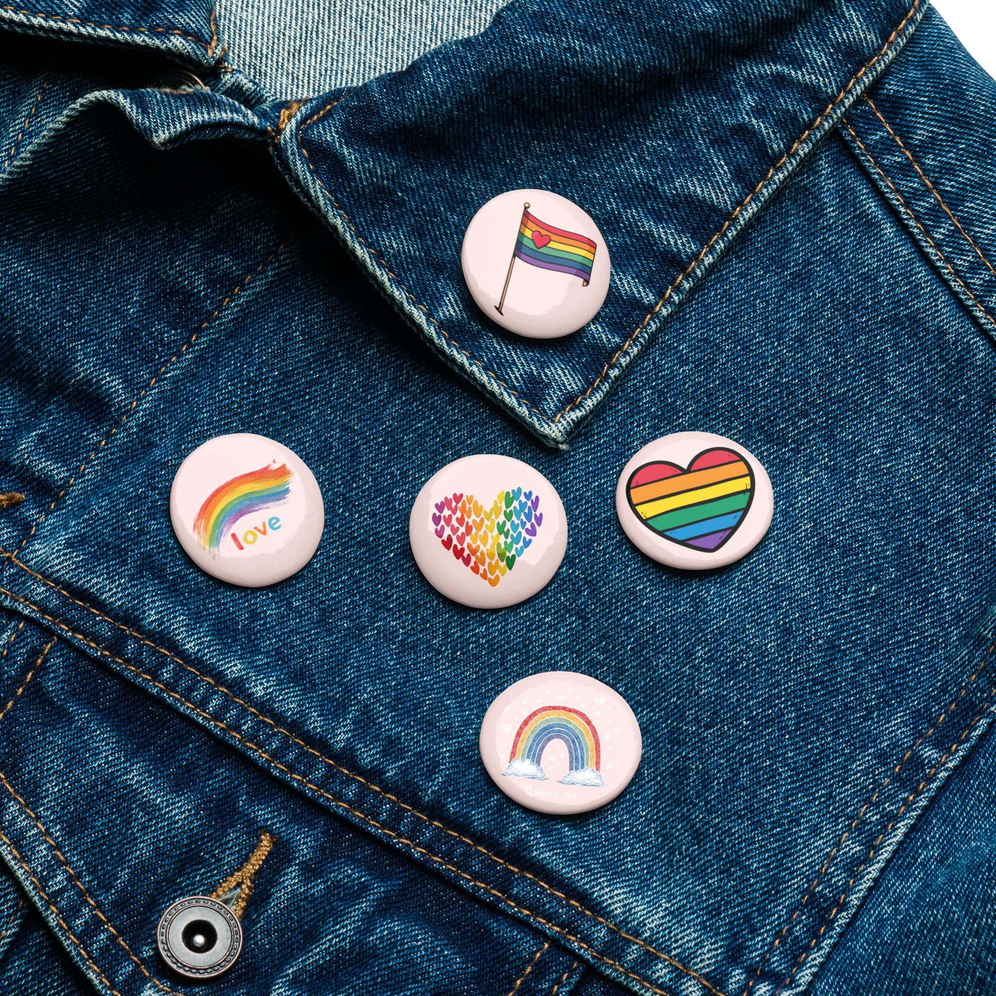 Pride Button Pin Set | LGBTQ Pin Pack | Rainbow Pride Buttons | Gay Pride Pins | Queer Accessories | Pride Month Gift | Set of 5