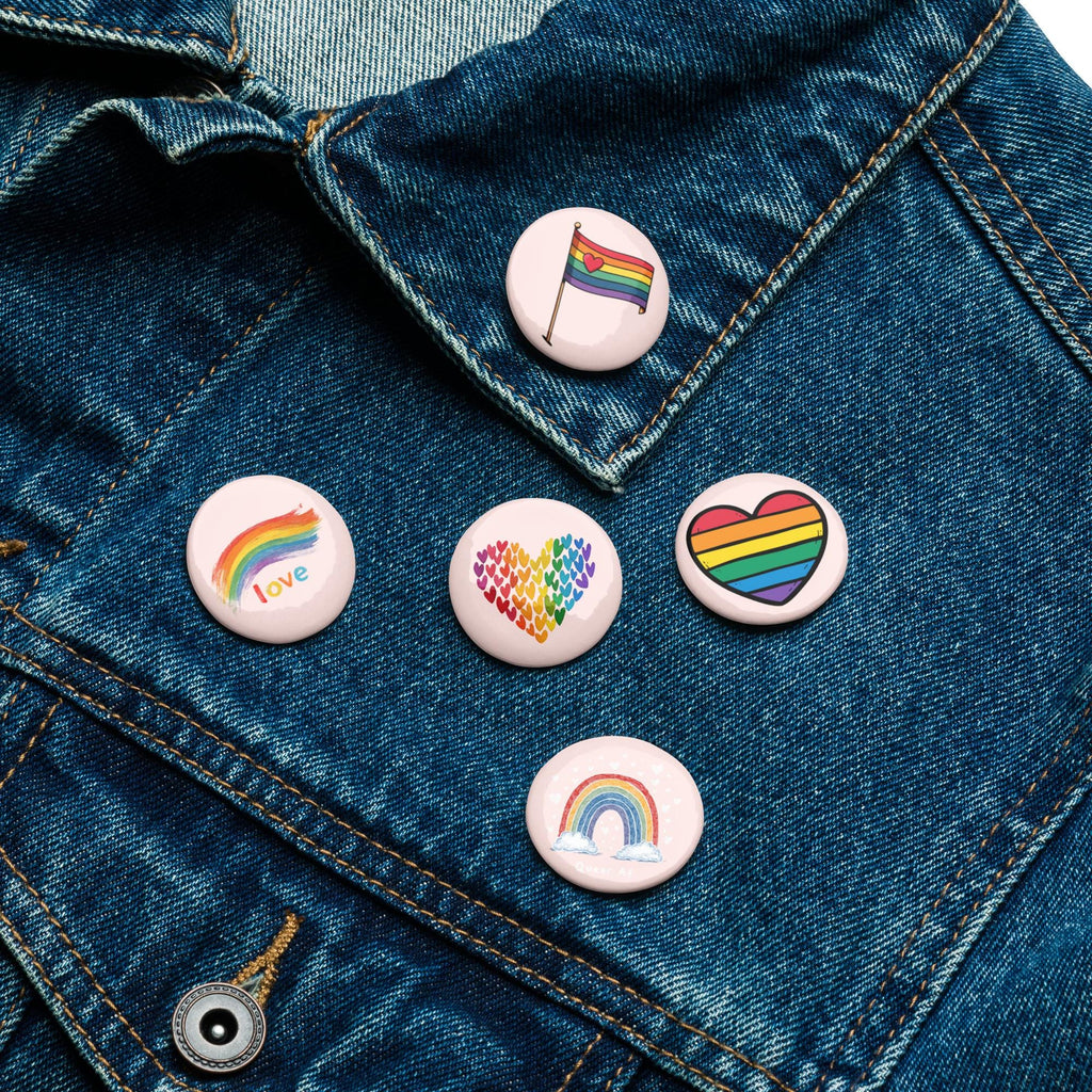 Pride Button Pin Set | LGBTQ Pin Pack | Rainbow Pride Buttons | Gay Pride Pins | Queer Accessories | Pride Month Gift | Set of 5