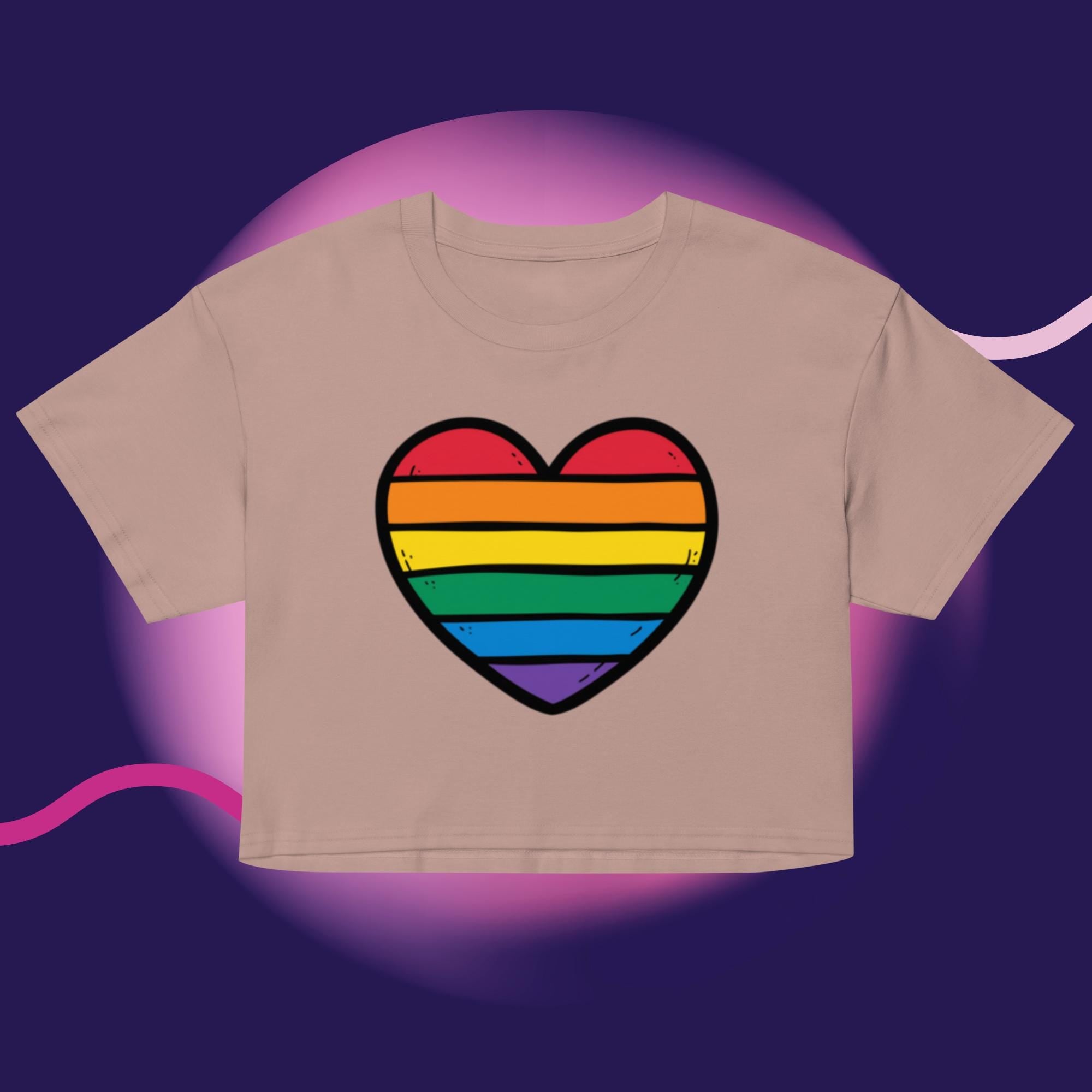 Rainbow Heart Crop Top | LGBTQ Pride Shirt | Gay Pride Crop Tee | Queer Fashion | Rainbow Heart Shirt | Pride Month Top