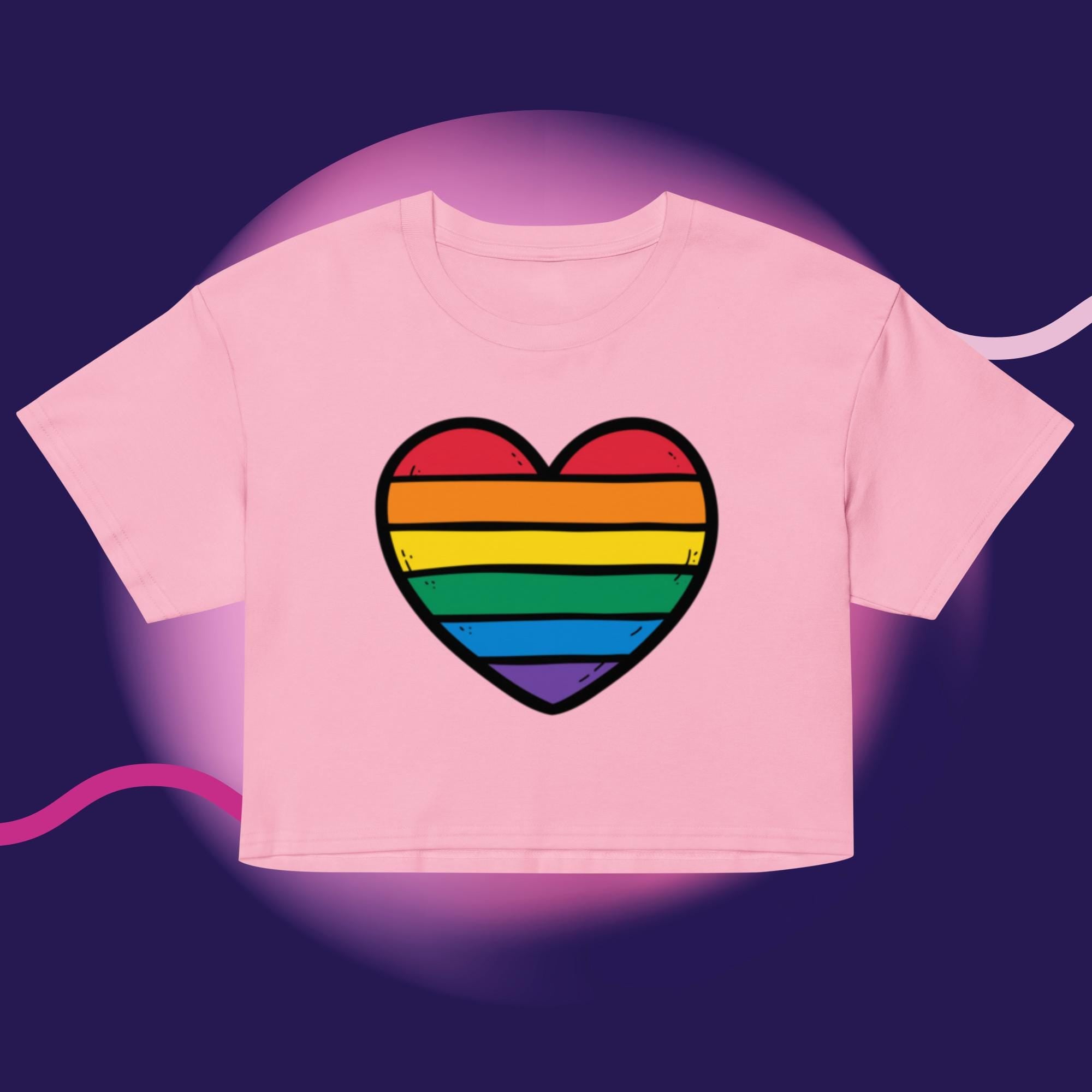 Rainbow Heart Crop Top | LGBTQ Pride Shirt | Gay Pride Crop Tee | Queer Fashion | Rainbow Heart Shirt | Pride Month Top
