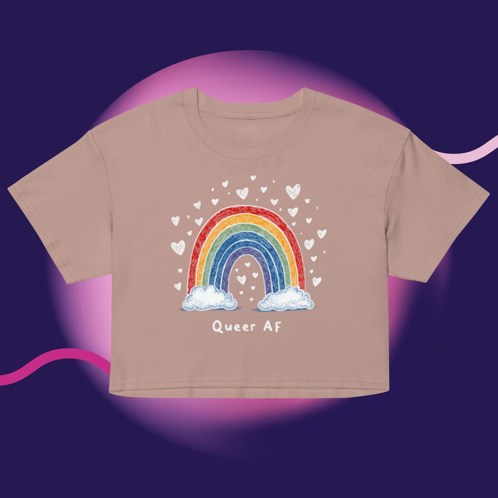 Queer AF Rainbow Crop Top | Funny LGBTQ Pride Shirt | Gay Pride Crop Tee | Pride Month Shirt | Rainbow Pride Top