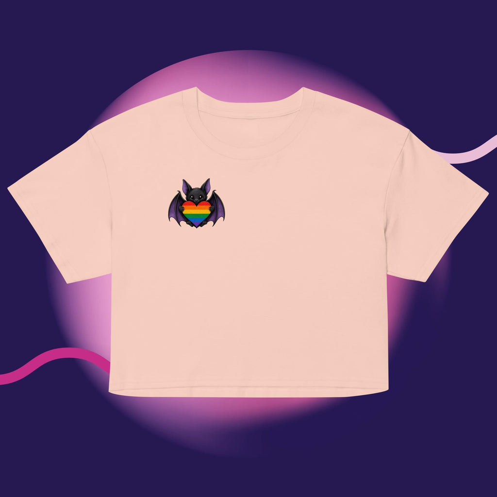 Pride Bat Crop Top | Rainbow Heart Bat Shirt | LGBTQ Pride Crop Tee | Cute Goth Pride Shirt | Bat Lover Gift