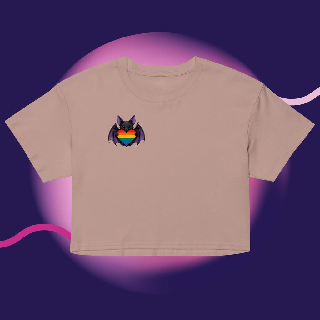 Pride Bat Crop Top | Rainbow Heart Bat Shirt | LGBTQ Pride Crop Tee | Cute Goth Pride Shirt | Bat Lover Gift
