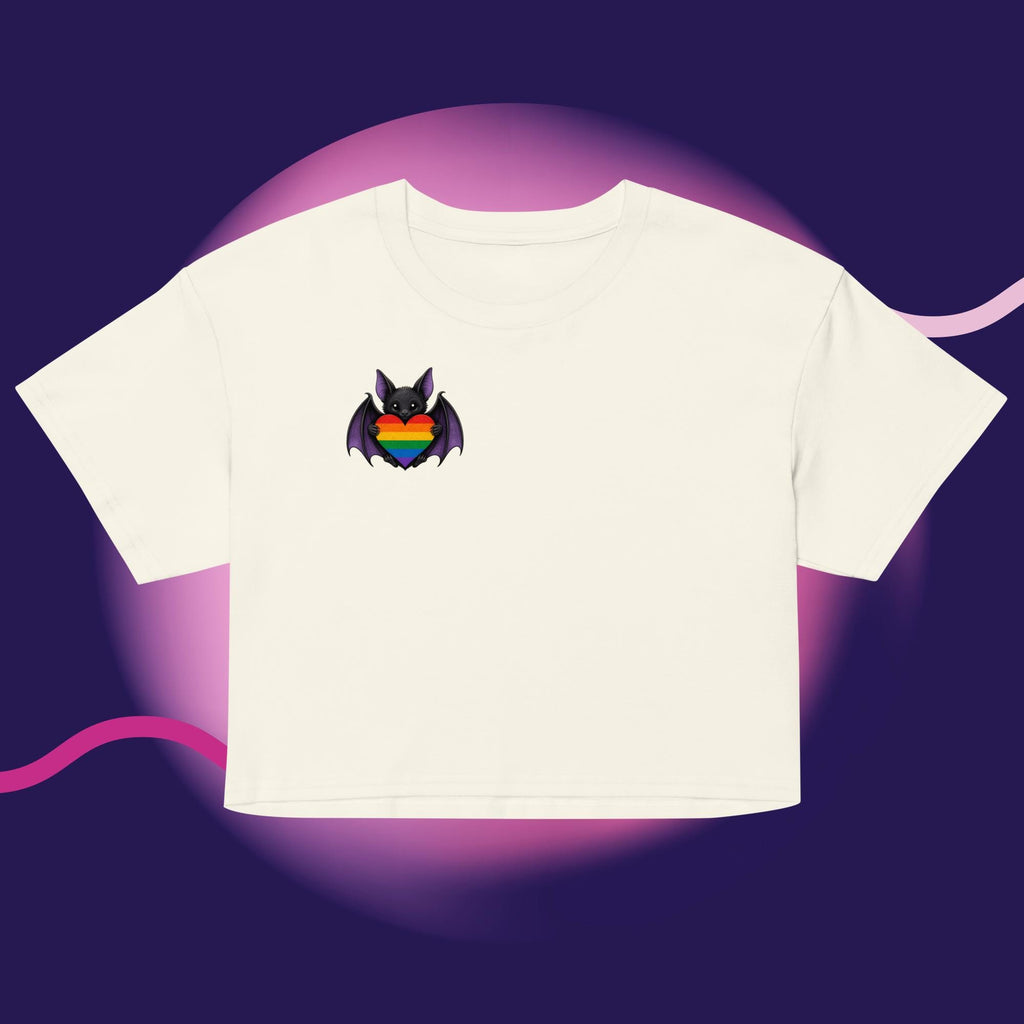 Pride Bat Crop Top | Rainbow Heart Bat Shirt | LGBTQ Pride Crop Tee | Cute Goth Pride Shirt | Bat Lover Gift