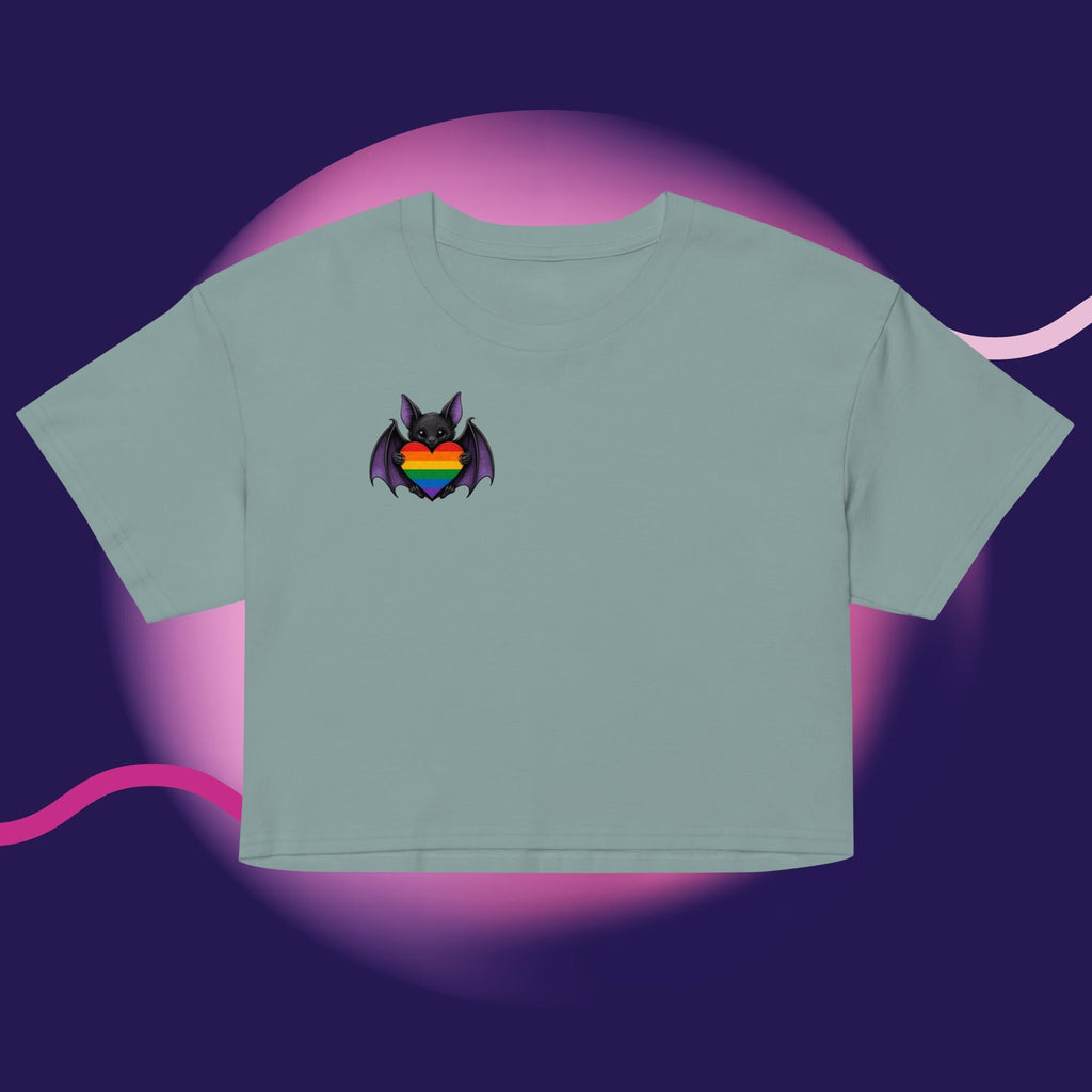 Pride Bat Crop Top | Rainbow Heart Bat Shirt | LGBTQ Pride Crop Tee | Cute Goth Pride Shirt | Bat Lover Gift