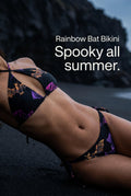 Rainbow Bat Bikini | Gothic Swimwear, Recycled Fabric, UPF 50+ Protection