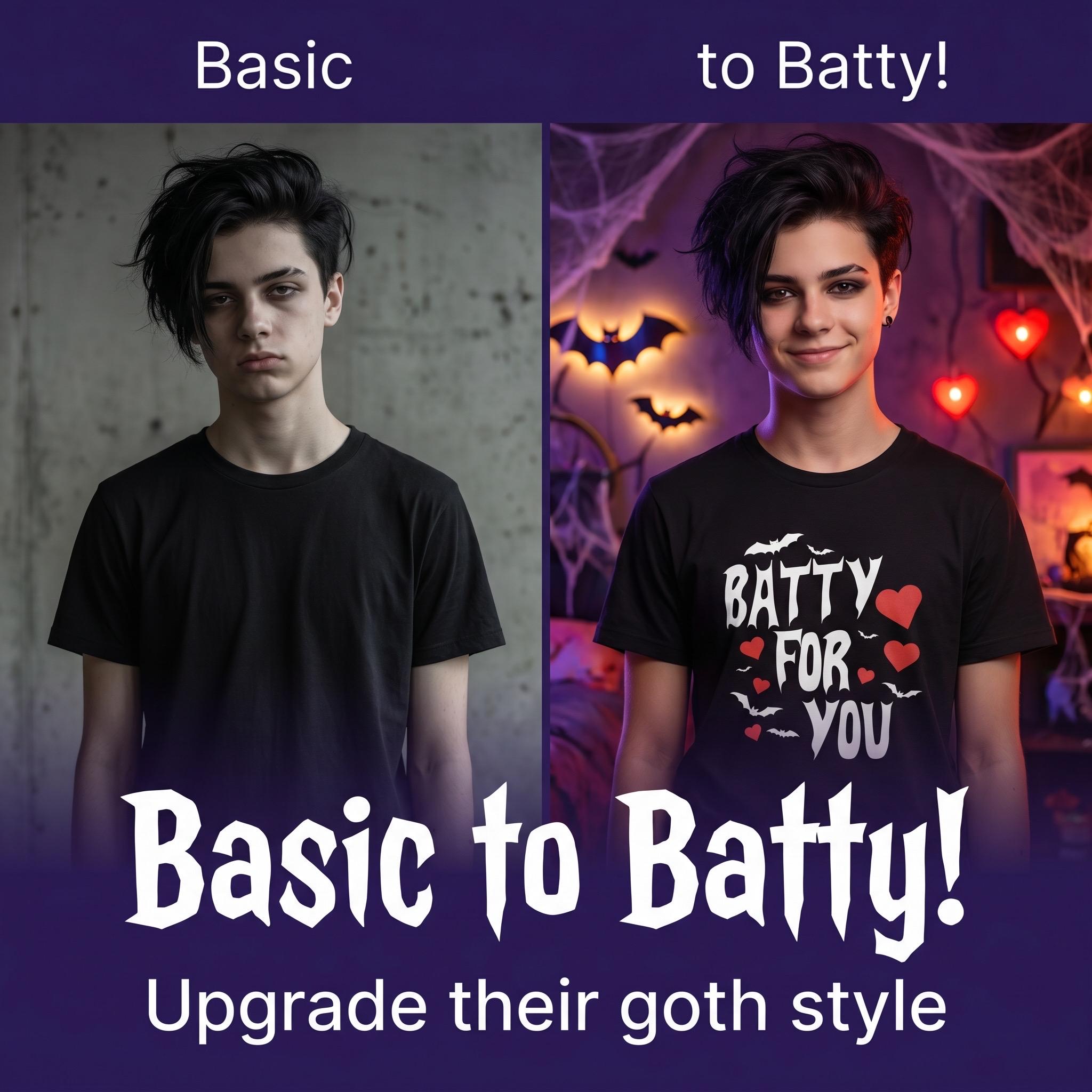 Batty For You Youth T-Shirt | Kids Bat Shirt | Halloween Tee | Gothic Kids Apparel | Spooky Cute Shirt | Bat Lover Gift