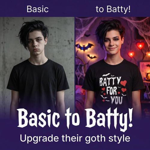 Batty For You Youth T-Shirt | Kids Bat Shirt | Halloween Tee | Gothic Kids Apparel | Spooky Cute Shirt | Bat Lover Gift