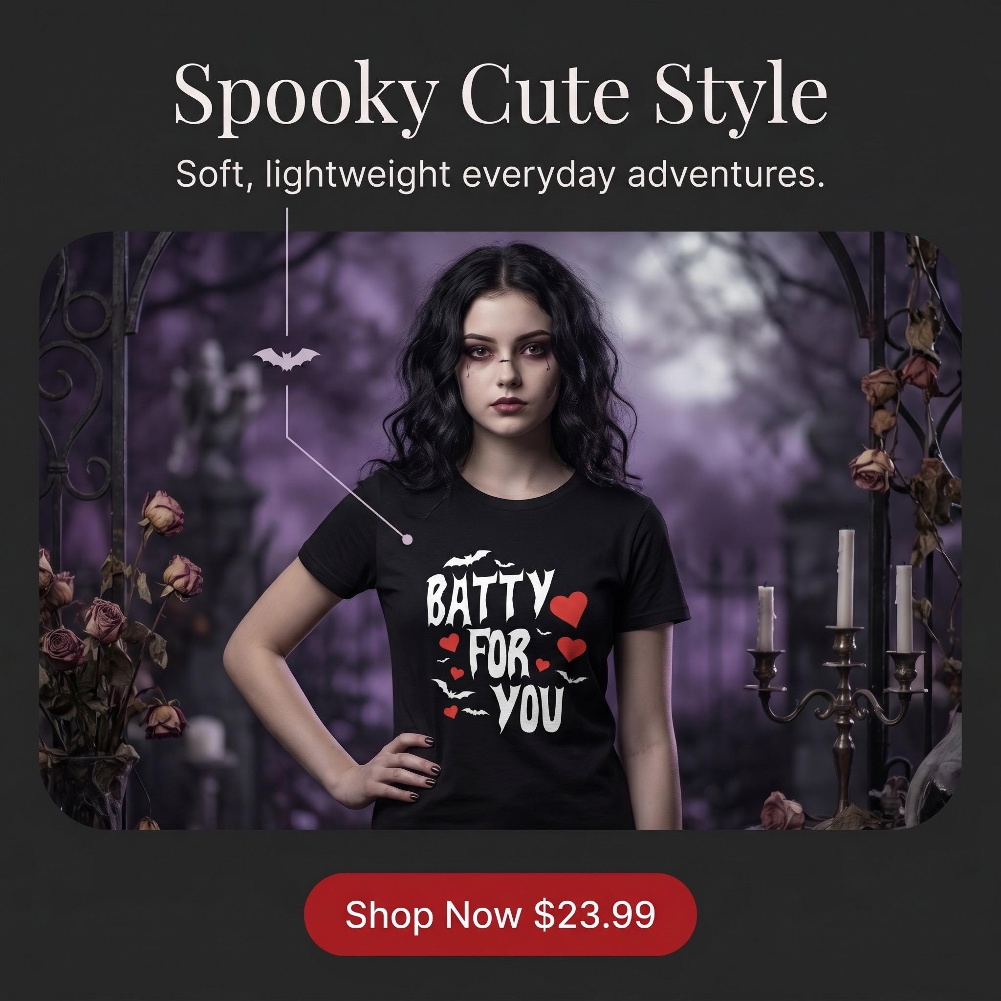 Batty For You Youth T-Shirt | Kids Bat Shirt | Halloween Tee | Gothic Kids Apparel | Spooky Cute Shirt | Bat Lover Gift