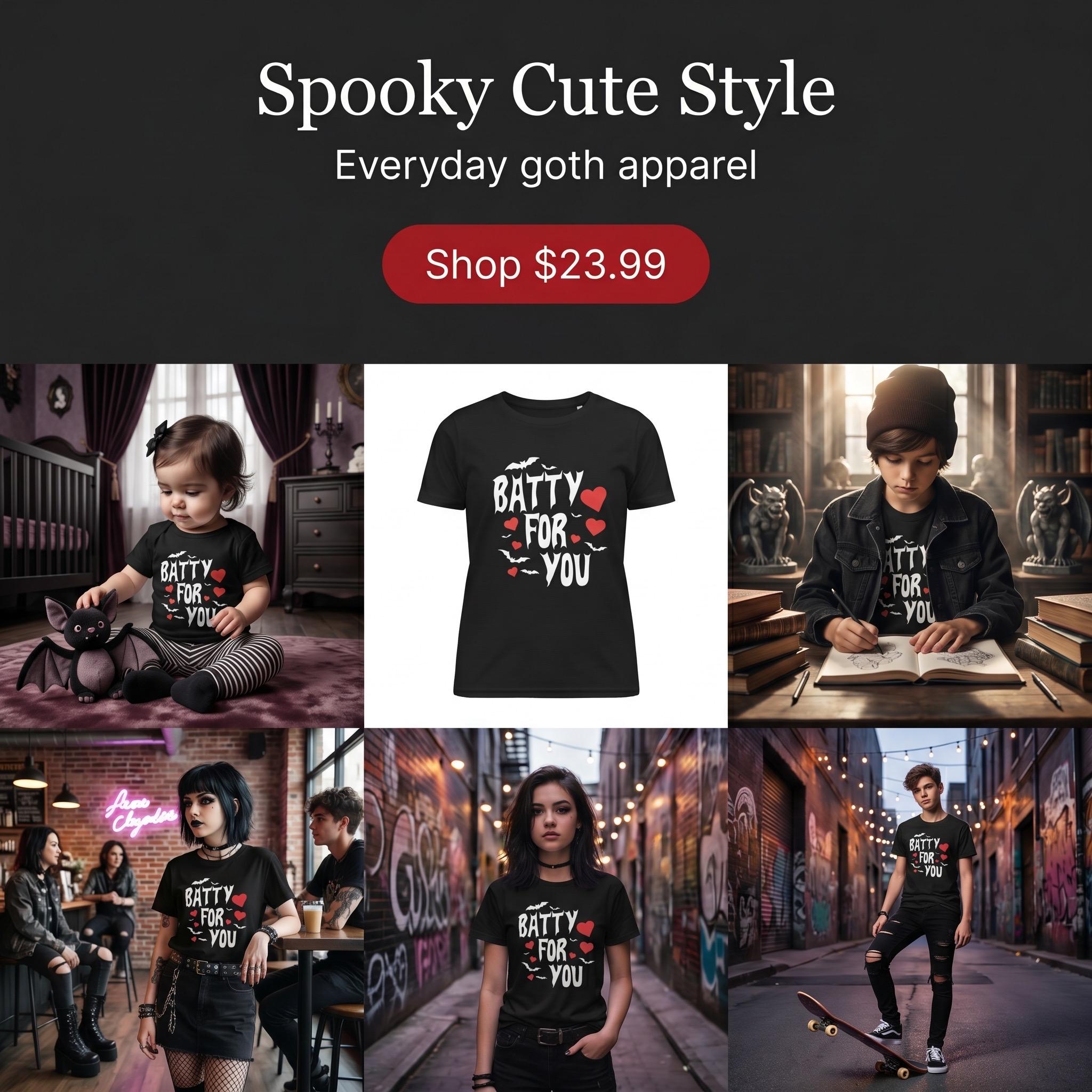 Batty For You Youth T-Shirt | Kids Bat Shirt | Halloween Tee | Gothic Kids Apparel | Spooky Cute Shirt | Bat Lover Gift