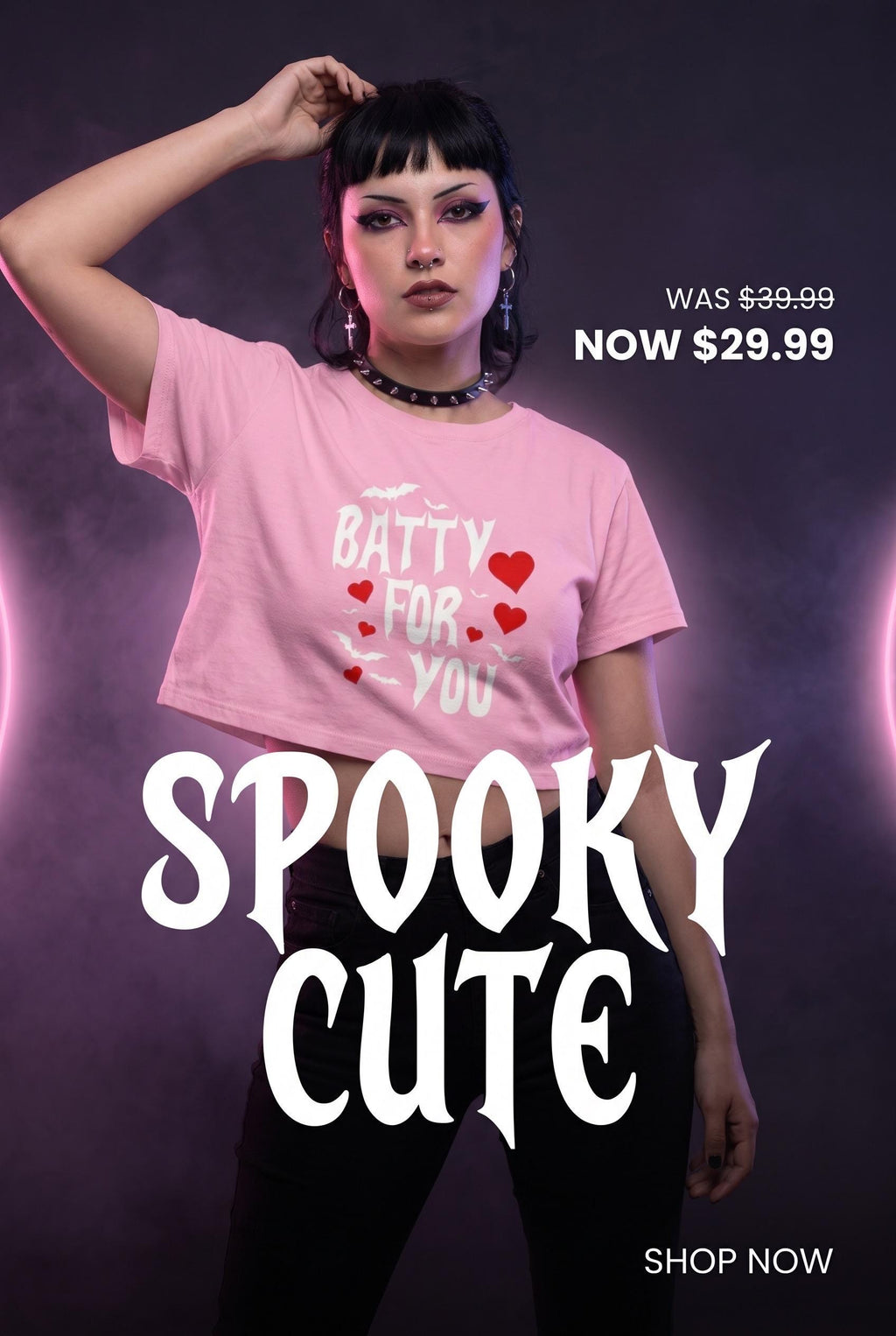 Batty For You Crop Top | Gothic Crop Tee | Bat Lover Shirt | Halloween Crop Top | Spooky Cute Apparel | Alternative Fashion