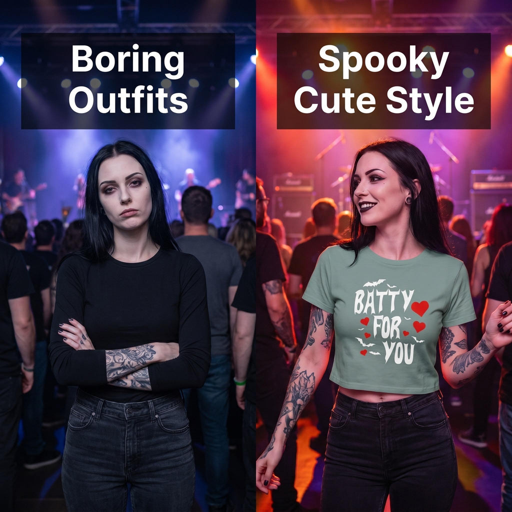 Batty For You Crop Top | Gothic Crop Tee | Bat Lover Shirt | Halloween Crop Top | Spooky Cute Apparel | Alternative Fashion