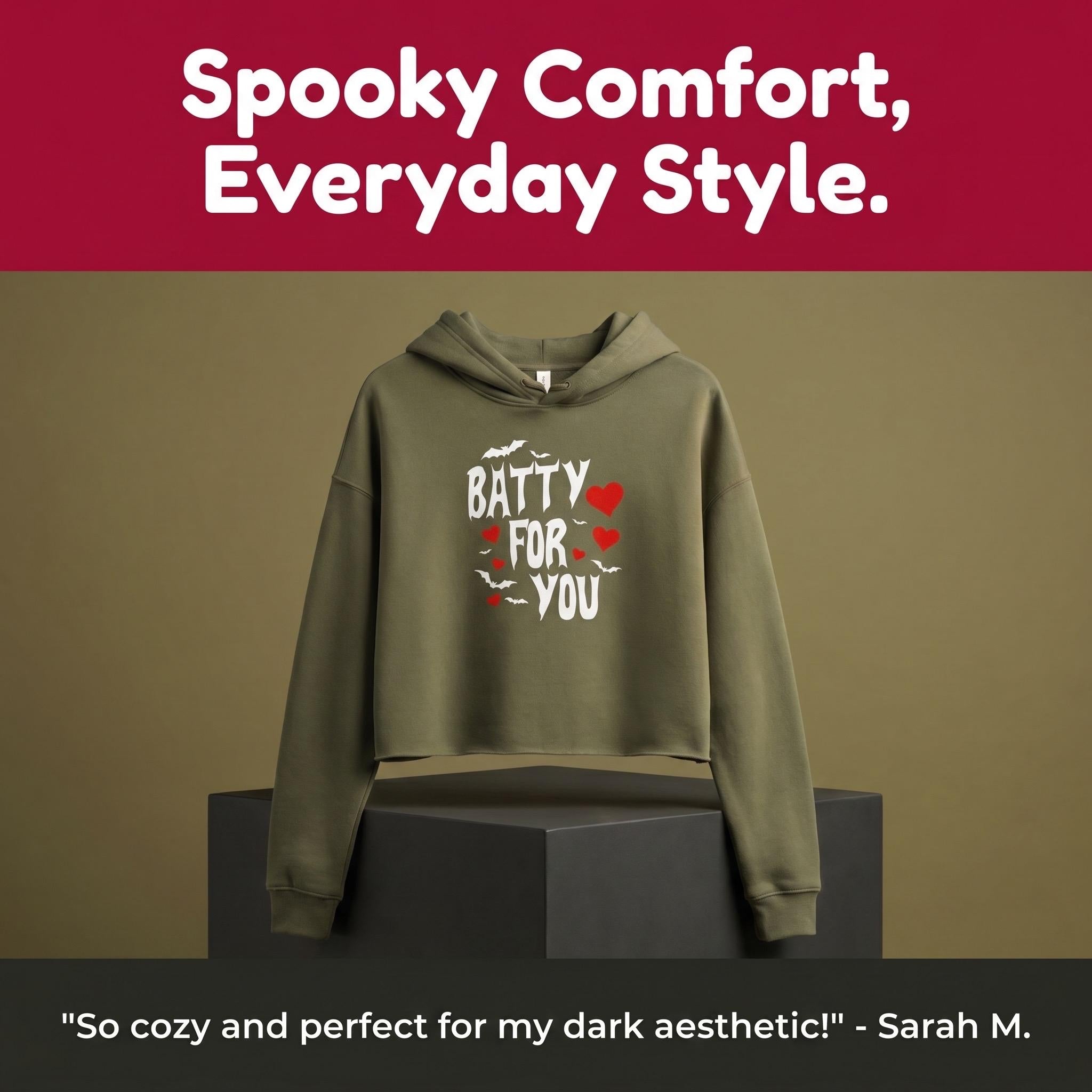 Batty For You Cropped Hoodie | Gothic Hoodie | Bat Lover Sweatshirt | Halloween Hoodie | Spooky Cute Fashion | Alternative Apparel
