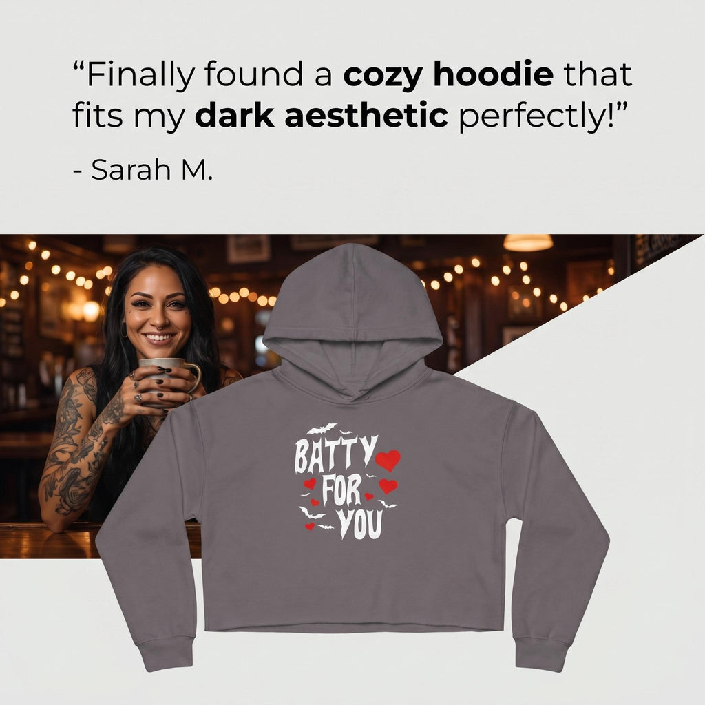 Batty For You Cropped Hoodie | Gothic Hoodie | Bat Lover Sweatshirt | Halloween Hoodie | Spooky Cute Fashion | Alternative Apparel
