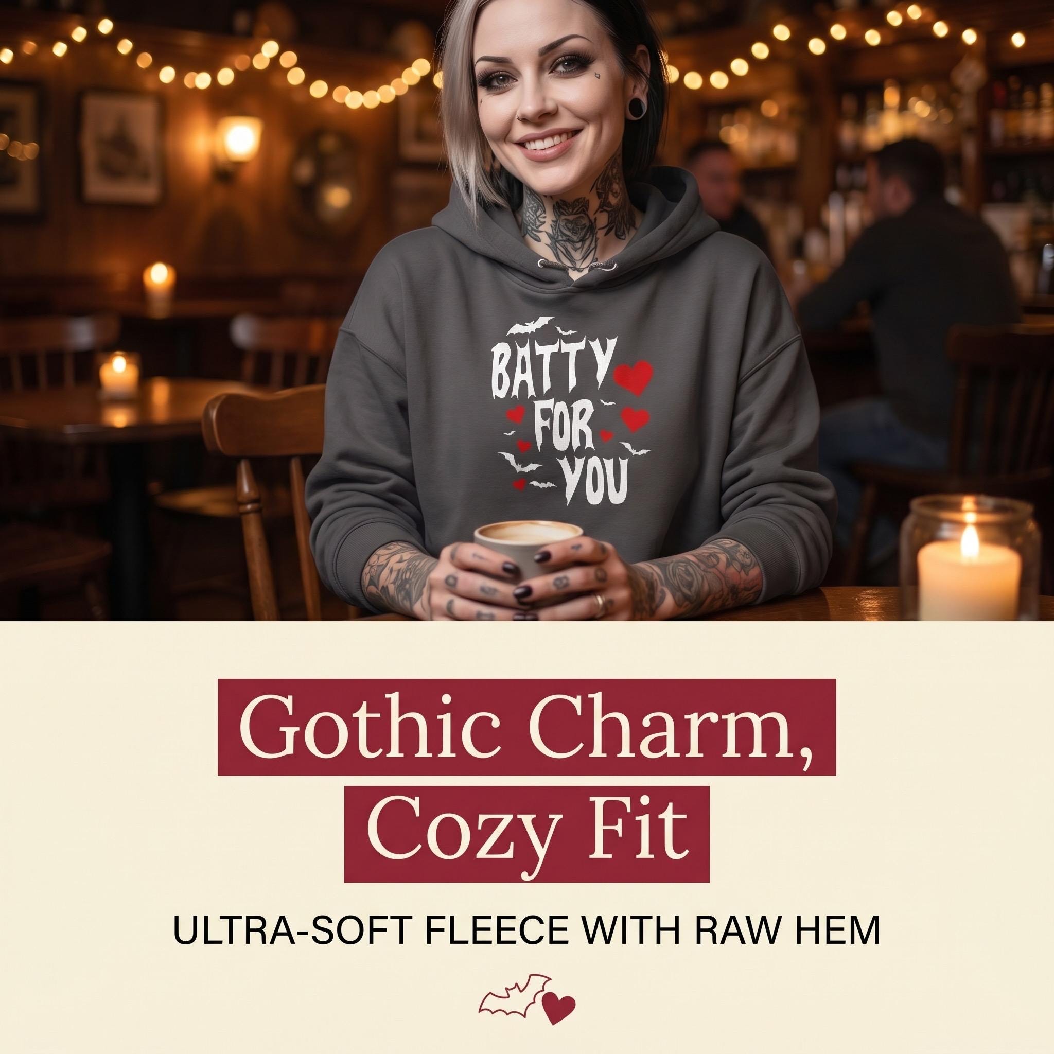 Batty For You Cropped Hoodie | Gothic Hoodie | Bat Lover Sweatshirt | Halloween Hoodie | Spooky Cute Fashion | Alternative Apparel