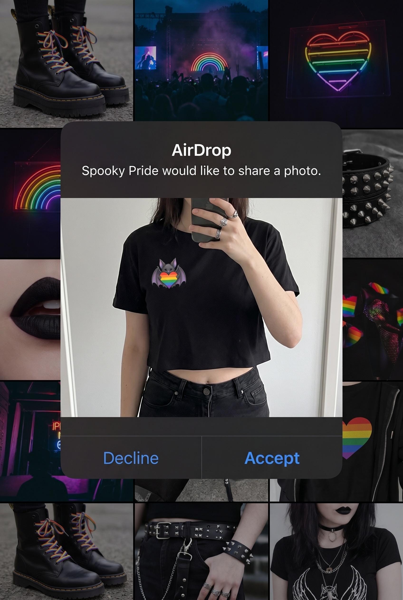 Pride Bat Crop Top | Rainbow Heart Bat Shirt | LGBTQ Pride Crop Tee | Cute Goth Pride Shirt | Bat Lover Gift