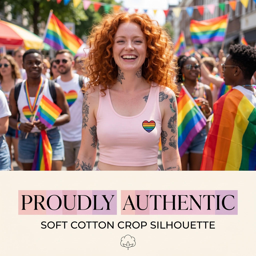 Rainbow Heart Crop Tank Top | LGBTQ Pride Crop Top | Gay Pride Shirt | Queer Fashion | Rainbow Heart Tank | Pride Month Clothing