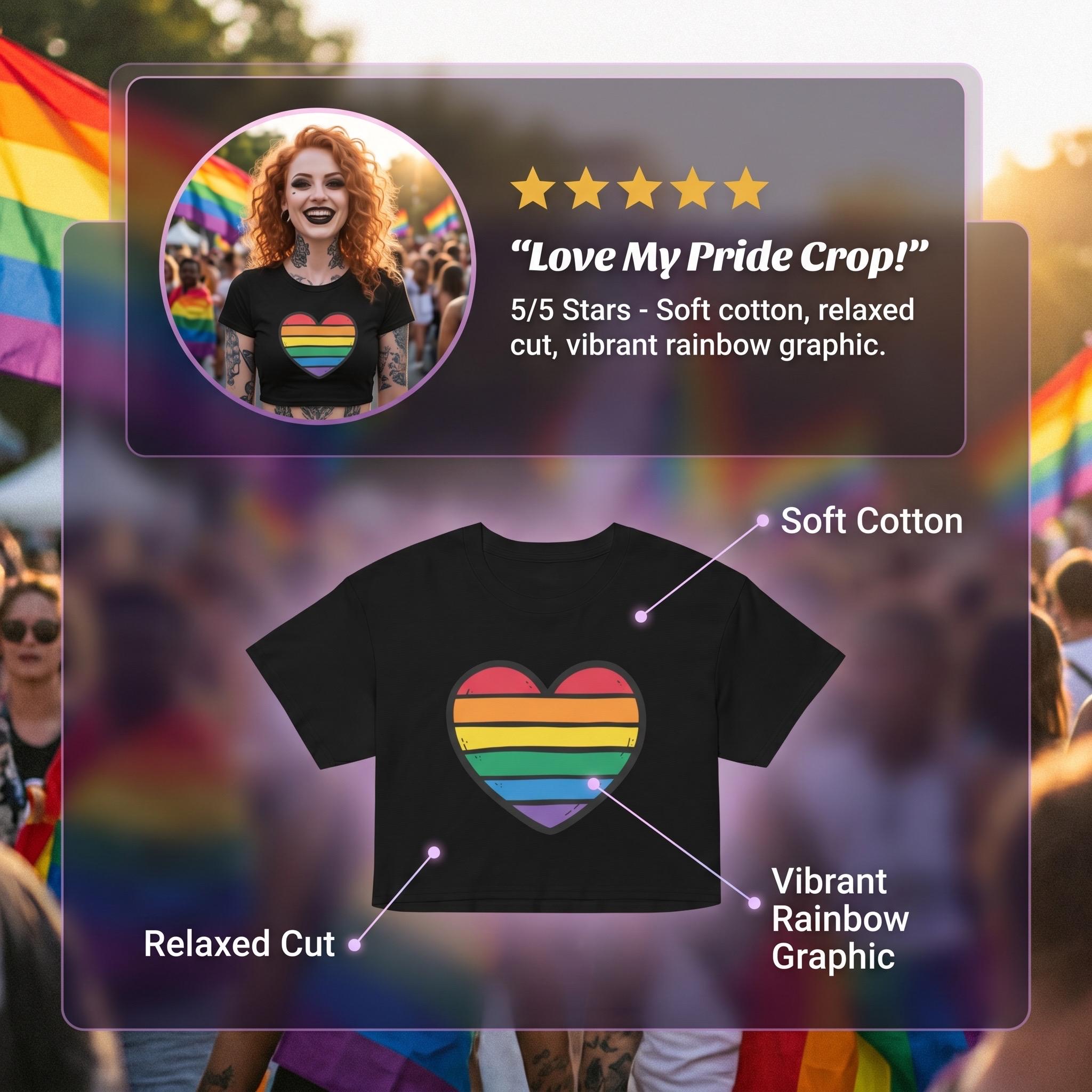 Rainbow Heart Crop Top | LGBTQ Pride Shirt | Gay Pride Crop Tee | Queer Fashion | Rainbow Heart Shirt | Pride Month Top