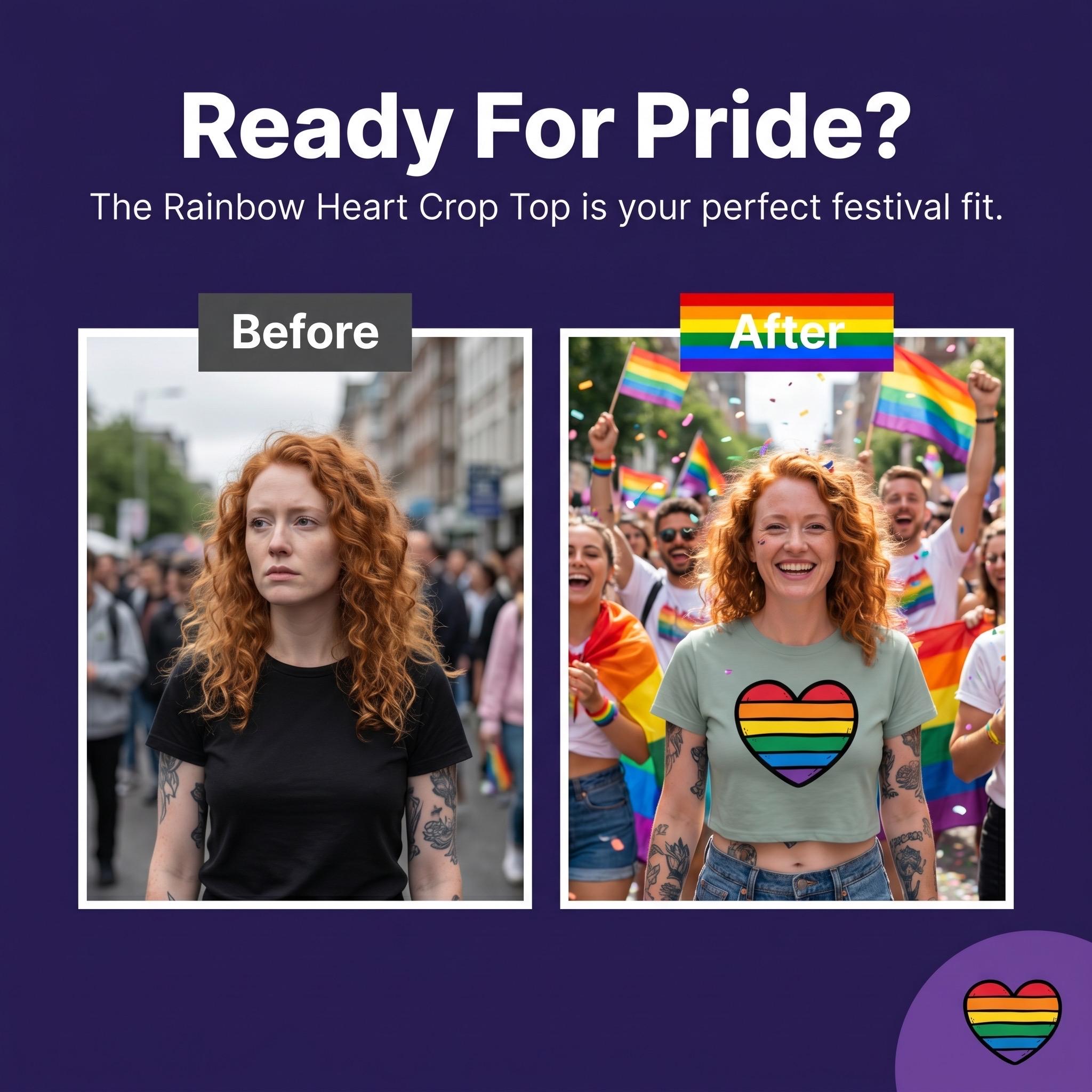 Rainbow Heart Crop Top | LGBTQ Pride Shirt | Gay Pride Crop Tee | Queer Fashion | Rainbow Heart Shirt | Pride Month Top