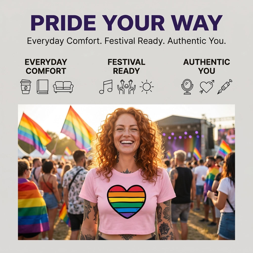 Rainbow Heart Crop Top | LGBTQ Pride Shirt | Gay Pride Crop Tee | Queer Fashion | Rainbow Heart Shirt | Pride Month Top