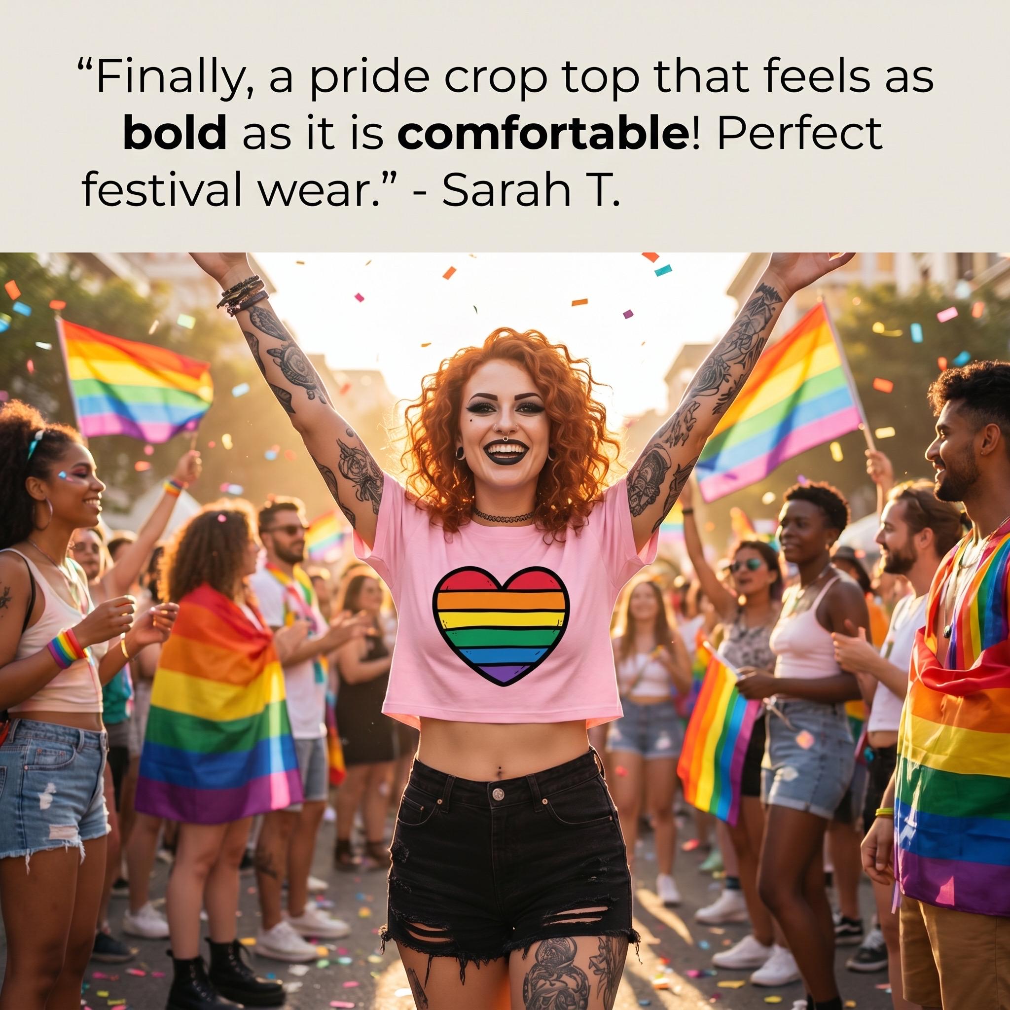 Rainbow Heart Crop Top | LGBTQ Pride Shirt | Gay Pride Crop Tee | Queer Fashion | Rainbow Heart Shirt | Pride Month Top