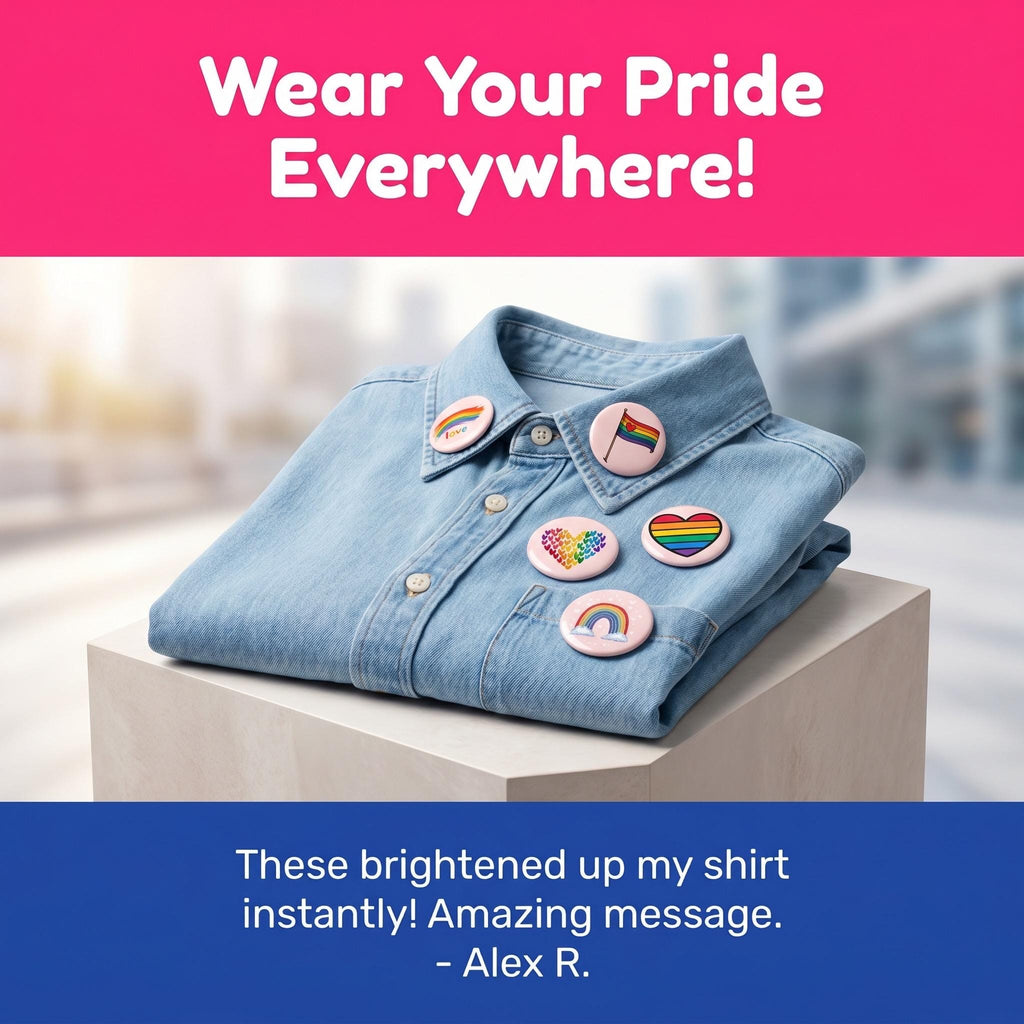 Pride Button Pin Set | LGBTQ Pin Pack | Rainbow Pride Buttons | Gay Pride Pins | Queer Accessories | Pride Month Gift | Set of 5