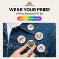 Pride Button Pin Set | LGBTQ Pin Pack | Rainbow Pride Buttons | Gay Pride Pins | Queer Accessories | Pride Month Gift | Set of 5